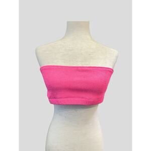 Good American Better Band Bandeau Top Size 5/6 or 1XL Stretch Textured Pink